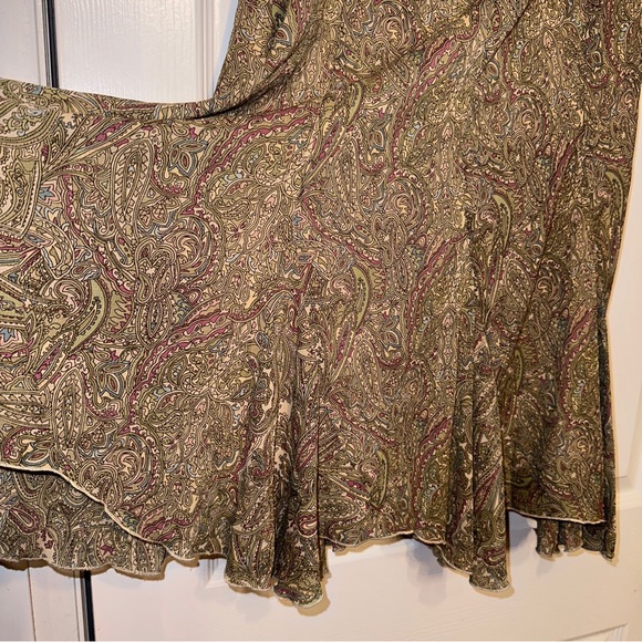 AK Anne Klein 10 vintage lined skirt. Side zip. Paisley print Bias Curt Flutter - Picture 2 of 6